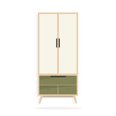Illustration of Modern Minimalist Wardrobe Furniture, Bedroom or Living Room Interior Design.