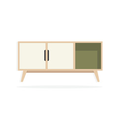 Illustration of Modern Minimalist Buffet Furniture, Bedroom or Living Room Interior Design.