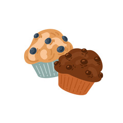 Muffins Pastry Vector Illustration. Cozy Bakery Clipart