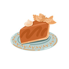 Piece of pumpkin pie, beautiful vector illustration