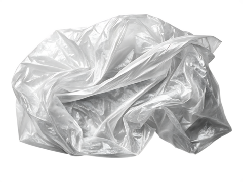 Crinkled transparent plastic bag isolated on transparent background