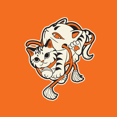 funny vector illustration of a cat	
