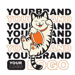 funny vector illustration of a cat	
