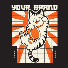 funny vector illustration of a cat	
