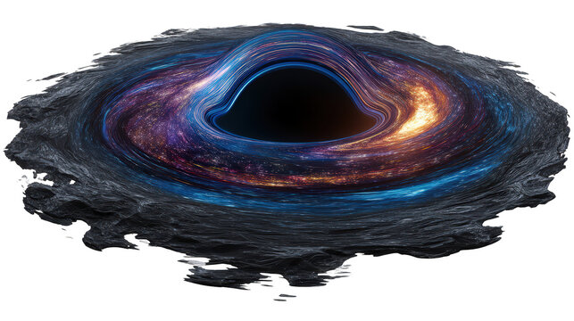 A breathtaking cosmic event unfolding, capturing the majestic celestial dynamics of a black hole with its mesmerizing gravitational pull, a true wonder