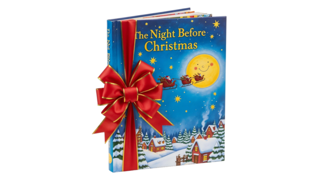 Children’s gift book  with a festive cover and a red bow