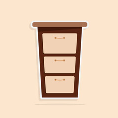 Illustration of Minimalist Small Cupboard Furniture in flat style.