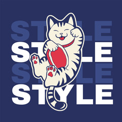 funny vector illustration of a cat	
