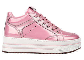 Pink metallic platform sneaker isolated on transparent background