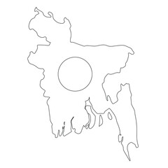Bangladesh Map Line Art Vector Illustration