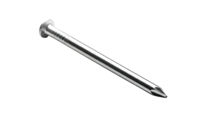 Single Metal Screw with Phillips Head and Grooved Shank, cutout, PNG isolated on white or transparent background