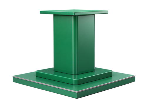 Green square pedestal stand isolated on transparent background