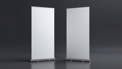Blank rollup banner display. Template mockup. 3D rendering