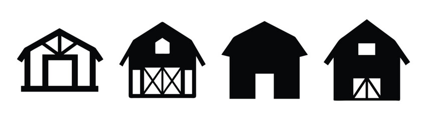 Download free vector silhouettes of barn houses for architectural design and illustration needs © PURE VECTOR WORK