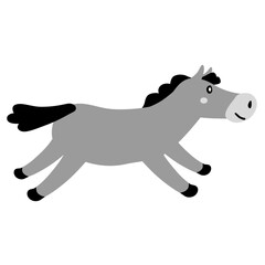 走る馬の白黒イラスト