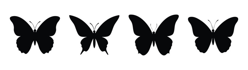 Black butterfly silhouettes vector art design elements for graphic design and decoration use