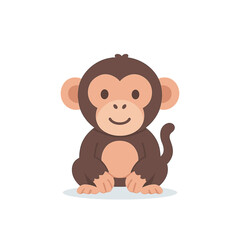 Fototapeta premium Monkey cartoon, flat vector illustration with chimp design