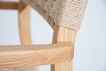 Texture of handcraft Wishbone chair on white background.