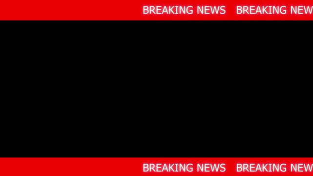 News lower third background overlay template with black screen, TV broadcast style animation for breaking news or live updates .Breaking news lower third 3rd chyron l3rd loop. and media broadcasts.
