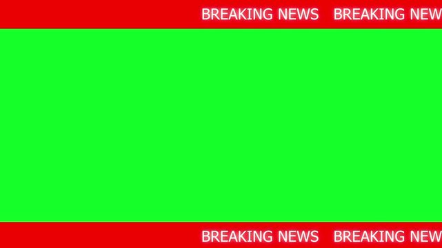 News lower third background overlay template with green screen, TV broadcast style animation for breaking news or live updates .Breaking news lower third 3rd chyron l3rd loop. and media broadcasts.