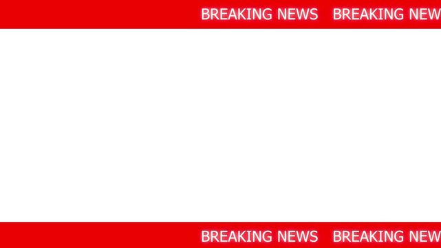 News lower third background overlay template with white screen, TV broadcast style animation for breaking news or live updates .Breaking news lower third 3rd chyron l3rd loop. and media broadcasts.