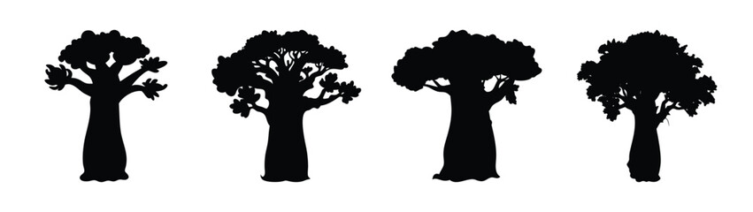 Silhouette tree vector graphic foliage nature plant forest design element black and white art