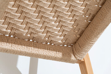 Texture of handcraft Wishbone chair on white background.