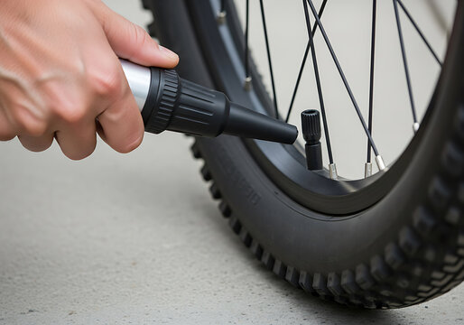 Inflating a bicycle tire using a portable hand pump for cycling maintenance