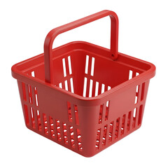 Vibrant red shopping basket ready for your next grocery haul, perfect for retail and home organization needs
