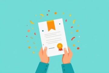 Hands holding a certificate of achievement