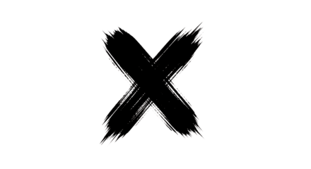 White chalk brush stroke letter X symbol, cutout, PNG isolated on white or transparent background