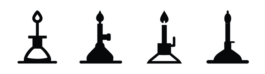 Illustration of bunsen burners for science experiments and laboratory equipment vector illustration