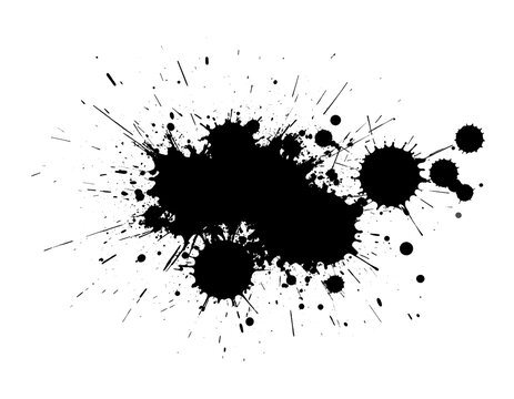 Schwarzer Farbsplash Grunge Fleck isoliert auf wei&szlig;em Hintergrund &ndash; abstrakter Farbklecks, Freisteller, transparent