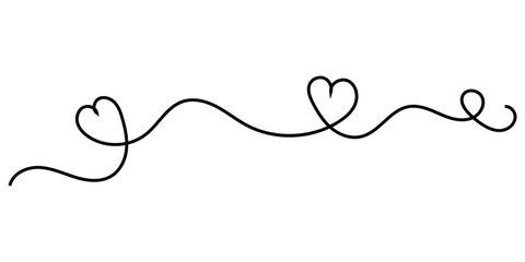 Doodle continues heart line icon on white background. Hand-drawn vintage love line icons. Valentines-day special doodle continues love sing. EPS 10. 