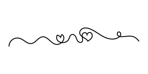 Doodle continues heart line icon on white background. Hand-drawn vintage love line icons. Valentines-day special doodle continues love sing. EPS 10. 