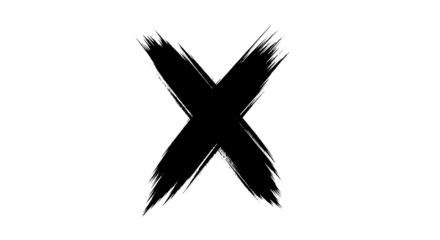 White chalk drawn letter X symbol with distressed edges, cutout, PNG isolated on white or transparent background