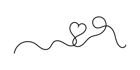  Hand-drawn vintage love line icons. Valentines-day special doodle continues love sing. Doodle continues heart line icon on white background. EPS 10. 
