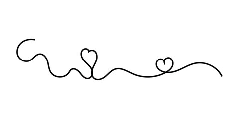  Hand-drawn vintage love line icons. Valentines-day special doodle continues love sing. Doodle continues heart line icon on white background. EPS 10. 