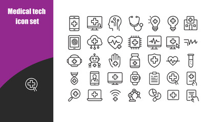 Medical tech  icon set.
