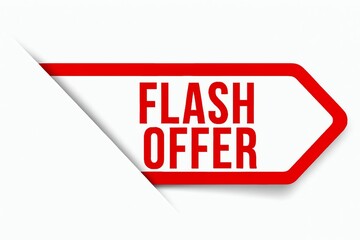 Bold red and white flash offer tag with sharp edges announcing a limited time sale or promotion