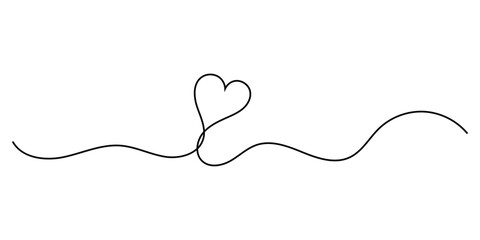 Doodle drawing heart continues line icon on white page. Valentines day special hand-drawn heart line continues icon. Hand-drawn heart line continues line icon on white background EPS 10. 
