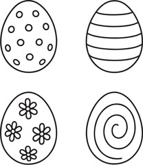 Egg Designs Black and White Vector Illustration.eps