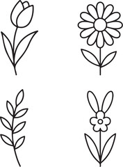 Florals Black and White Vector Illustration.eps