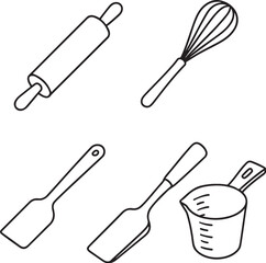 Kitchen Tools Black and White Vector Illustration eps.eps