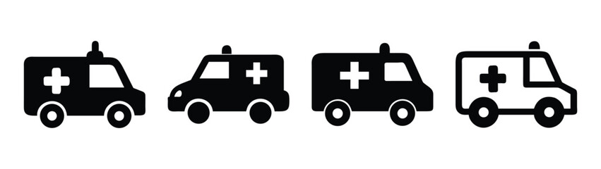 Ambulance emergency medical service vector icon set for healthcare and transportation needs design © PURE VECTOR WORK