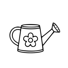 Simple watering can with flower pattern