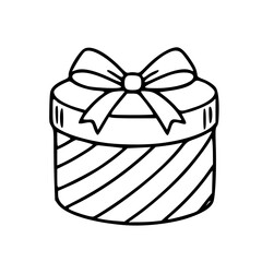 Sweet christmas present with round ribbon