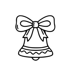 Christmas bell with decorative bow illustration