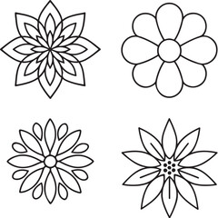 Fototapeta premium Symmetrical Floral Patterns Black and White Vector Illustration.eps