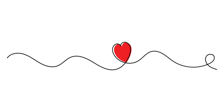 Vector doodle love continues line icon. Valentine day special heart drawing continues line icon on white background. Modern isolated hand-drawn love icon. EPS 10. 